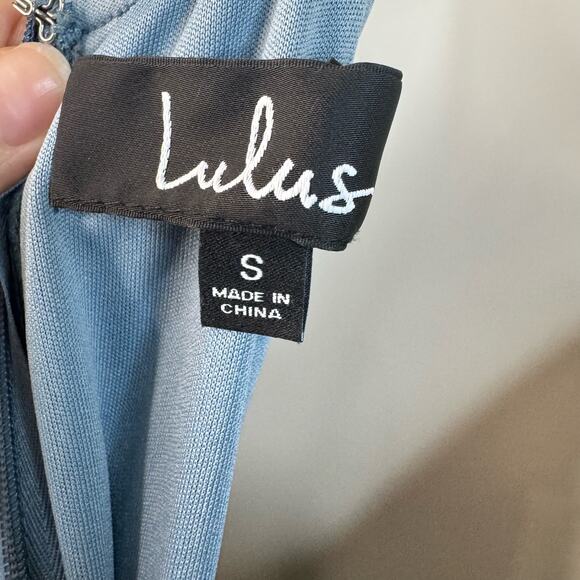 Lulus 'Mythical Kind of Love' Long Blue Maxi Dress Sleeveless Open Back Small - Picture 8 of 9